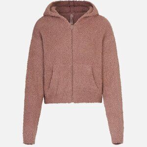 Skims Cozy Knit Boucle Zip Up Hoodie - XXS/XS - Rose Clay
